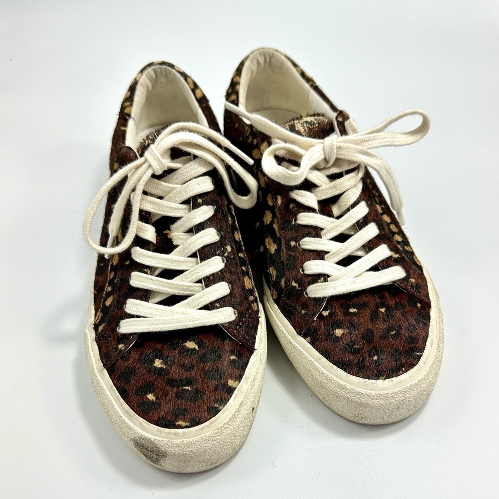 Madewell leopard print calf hair low top sneaker size 6.5